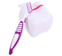 ibasenice Boîte de Rangement pour Dentier Étanche avec Brosse Intégrée Plastique Coupe à Trempage Portable pour Soins et Nettoyage Accessoire Salle de Bain Pratique