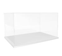ibasenice Boîte D'exposition Acrylique, Vitrine Transparente Blanche, Protection Anti-poussière pour Modèles et Œuvres d'art, Rangement et Présentation à Domicile, Style Moderne