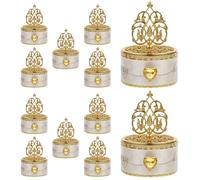 ibasenice Boîtes de Bonbons pour Fête Lot 12 Pièces Plastique Doré Nœud Décoratif Boîte D’emballage Mariage Cortège Nuptial Présents Communion