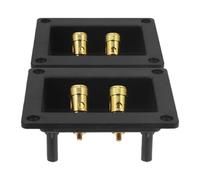 ibasenice Boîtier de Connexion pour Haut-Parleur Automobile 2 Pièces, Bornier Carré Doré, Connecteur de Câble à Ressort, Prise de Câble pour Caisson de Basses, Accessoire Audio Véhicule,