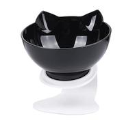 ibasenice Bol pour Chat Incliné Plastique Noir avec Protection du Cou Bol Alimentaire Antidébordement et Écuelle Unique pour Chat Intérieur Design Stable et Facile à Nettoyer