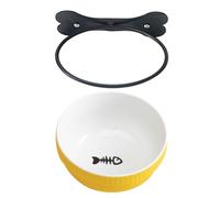 ibasenice Bol Suspendu pour Chat en Céramique Multifonction Antidérapant Support Métallique Incliné Jaune Poisson pour Alimentation De Chatons Et Petits Chiens