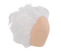 ibasenice Bonnet Chauve Blanc et Poisson D'avril en Fil Haute Température avec Cheveux Côtés, Postiche Confortable Couverture pour Événements Costumés