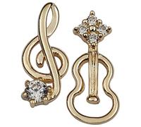 ibasenice Boucles D’Oreilles Asymétriques Musicales de Note et Violon Clous en Alliage Léger Finition Zirconium Petit Format pour Femmes Présent pour Occasions Spéciales et Tenues