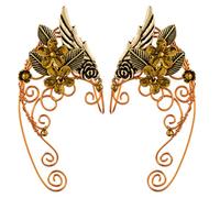 ibasenice Boucles D’Oreilles Manchettes de Fée pour Femmes sans Perçage Métal Décoré Fleurs et Ailes 1 Paire Bijoux Fantaisie Cosplay Soirée Présent Anniversaire Saint-Valentin