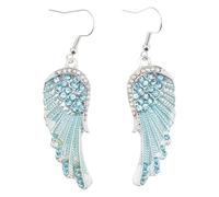 ibasenice Boucles d’Oreilles Pendantes Ailes d’Ange en Cristaux Bleues 1 Paire Légères et Confortables Bijoux Mode pour Femmes pour Mariage et Occasions Spéciales