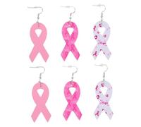 ibasenice Boucles D’oreilles Pendantes Ruban Sensibilisation Cancer Du Sein En Cuir Pu Multicolore Pour Femme Bijoux Mode 3 Paires Légères Usage Quotidien Fête