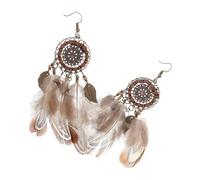 ibasenice Boucles D'oreilles Bohèmes Pendantes à Plumage Marron En Alliage Léger, Accessoires Ethniques Pour Femmes, Souvenir De Voyage, Style Indigène, Bijoux Pour Fêtes Et Voyages