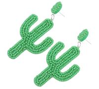 ibasenice Boucles D'oreilles Cactus Pendantes à Perles Créatives en Perles de Rocaille pour Femmes Style Bohème Vert Léger pour Fêtes et Usage Quotidien,