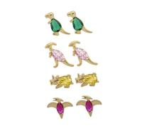 ibasenice Boucles D'oreilles Dessin Animé Petit Dinosaure 18k Or Plaqué Couleur Résistante Accessoires Filles Usage Quotidien Lot 4 Paires Tropique Animaux