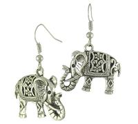 ibasenice Boucles D'oreilles Éléphant Vintage Rétro en Alliage Ajouré Pendantes Femmes Adolescentes pour Festivals et Vacances, Décoration D'oreille Légère et Élégante en Duo