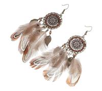 ibasenice Boucles Oreilles Attrape-rêves Bohème Légères à Plumes Pendantes pour Femme Bijoux Ethniques Souvenirs de Voyage Style Natif Élégant