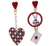ibasenice Boucles Oreilles Goutte Asymétriques Design Cœur Lapin Poker Légères pour Femmes Bijoux Faits Main pour Filles Accessoires Élégants pour Fêtes et Quotidien