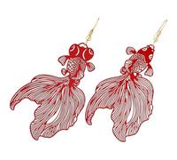 ibasenice Boucles Oreilles Poisson Creuses Pendantes pour Femmes Design Exagéré Cadeau Mode pour Anniversaires et Fêtes