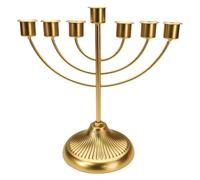 ibasenice Bougeoir à 7 Branches, Chandelier en Métal Or, Structure à Sept Branches, Décoration Religieuse Juive pour Hanoucca, Décor de Maison et Fêtes