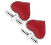 ibasenice Boutons de Manchette de Cœur Rouge 1 Paire Élégante en Résine Collée Accessoires pour Hommes Mariage et Saint-Valentin Bijoux pour Chemise D’Affaires Présent Romantique