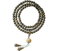 ibasenice Bracelet 108 Perles Bois de Santal Vert 6 MM Chapelet Lotus Multi-Tours Collier Perles Naturel Unisexe pour Contemplation et Yoga Présent Spirituel Homme Femme