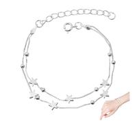 ibasenice Bracelet Argent Sterling Double Couche Étoile Créatif Bijoux Élégant pour Femme Ajustable
