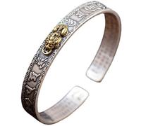 ibasenice Bracelet Jonc pour Homme Bouddhiste à Manchette Ouverte Réglable en Alliage Lisse Gravure du Sutra du Cœur Style Religieux et Spirituel Présent Fête des Pères ou Anniversaire