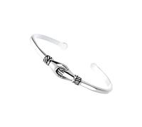 ibasenice Bracelet Ouvert Réglable Argent Vieilli avec Motif Deux Mains Serrant la Main Bijou Femme Créatif pour Cadeau Anniversaire Fête des Mères et Occasions Spéciales