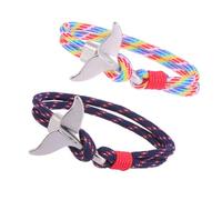 ibasenice Bracelet Queue de Baleine en Paracorde Nautique, Chaîne Corde de Survie, Unisexe, Style Décontracté, Taille Ajustable, Lot 2 Pièces