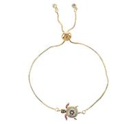 ibasenice Bracelet Tortue Zirconia Ajustable pour Femme Chaîne Lien Brillant Bijou Marin Élégant pour Plage et Océan Cadeau Amour et Amitié