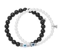 ibasenice Bracelets Assortis pour Couples 1 Paire Chaîne de Poignet Magnétique en Perles Noires et Blanches Bijou de Saint-Valentin pour Couple Présent Romantique pour Anniversaires et