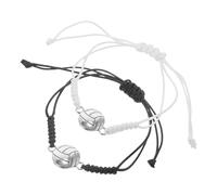 ibasenice Bracelets de Volley-ball Délicats Réglables en Corde Noire et Blanche, Lot de 2 Pièces, Accessoire Sportif pour Femmes et Équipes, pour Supporter et Célébrer le Volley-ball