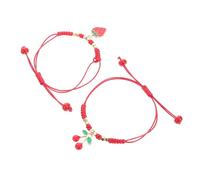 ibasenice Bracelets en Corde Tressée Fruits Rouges Tissés Main, Lien D'amitié Ajustable, Accessoires pour Filles et Femmes, Style Fruité Cerise et Fraise, Lot de 2 Bracelets Confection