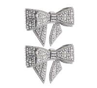 ibasenice Breloques pour Chaussures en Fausses Perles et Cristaux Clips Décoratifs Noirs Nœud Floral Accessoires Amovibles pour Talons Hauts Mariage et Soirées Ornements Élégants pour