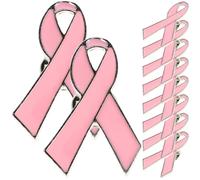 ibasenice Broche à Épingle Ruban Rose 10 Pièces en Alliage avec Cristaux, Insigne de Sensibilisation au Cancer du Sein, Accessoire Femme pour Événement de Prévention Santé Mammaire