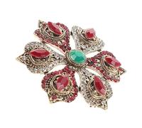 ibasenice Broche Baroque Vintage Lotus Six Trésors Rouge Doré Broche Cristal Festive pour Femmes Épingle Accessoire de Noël et Anniversaire Style Élégant pour Tenues Décontractées