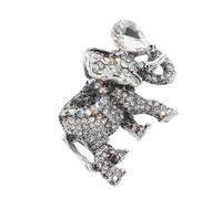 ibasenice Broche Éléphant Amulette Argentée Cristaux Scintillants Broche Décorative pour Vêtements Col Manteau et Foulard Accessoire Vintage Élégant pour Soirées Cocktails et Présents
