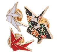 ibasenice Broche Origami en Alliage Noir pour Femmes, Épingle Solide et Décoration Créative, pour Carnaval et Fêtes, Lot de 3 Pièces