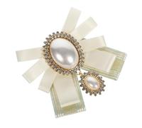 ibasenice Broche Perle Simulée Nœud Élégant, Broche Châle Créative en Alliage, Épingle de Col Raffinée pour Femmes, Accessoire Mode Élégant pour Vêtements, Cérémonie et Bureau, Blanche