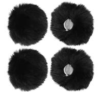 ibasenice Broche Pompon Décoratif Amovible 8 Cm Noir, Boule Pompon Duveteux en Fausse Fourrure, Épingle Décorative pour Vêtements, Chapeaux et Accessoires DIY Femme, Lot de 4 Pièces