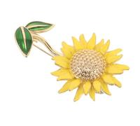 ibasenice Broche Tournesol Élégante en Cuivre avec Cristaux Jaunes, Fixation Solide et Design Classique pour Femmes Lors de Concours de Discours ou Fêtes