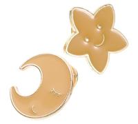 ibasenice Broches Étoiles et Lunes en Alliage de Zinc Émaillé, Lot de 2 Pièces, Décoration Originale pour Vestes, Paquet à Dos et Accessoires Mode, Épingles de Revers Fantaisie