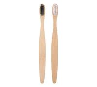 ibasenice Brosse à Dents en Bambou Naturel 2 Pièces Poils Flexibles Blanc et Noir Brosse Écologique Interdentaire pour Adulte Soin Bucco-dentaire Quotidien Usage Familial