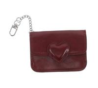 ibasenice Card Holder Wallet Femme PU Cuir avec Fermeture Cœur Porte-Cartes Ultra-Fin à Double Emplacement Porte-Monnaie Compact pour Cartes Bancaires Visite et Id Couleur Vin