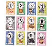 ibasenice Cartes Bébé Animal Mensuel pour -né, 12 Pièces Double Face, Solide et Décoratif, Accessoire Photo pour Suivi de Croissance et Souvenirs Première Année
