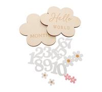 ibasenice Cartes Mensuelles Garçon Fille Bois Accessoires Photo Panneaux Étapes Croissance Fleuris Souvenirs Shower Suivi Mois par Mois
