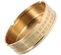 ibasenice Cendrier de Table Rond en Laiton Doré Résistant à l'usure Design Rétro Élégant pour Salon et Bar, Empêche la Chute des Cendres, Décoratif et Fonctionnel