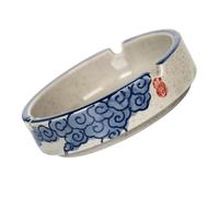 ibasenice Cendrier Rond en Céramique Émaillée Bleu, Petit Format, Conteneur de Rangement Ménager Réutilisable, Décoratif pour Salon et Bureau, Accessoire Pratique pour Maison et Fête