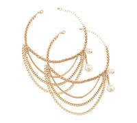 ibasenice Chaîne de Cheville à Breloques Multiples Bijou de Chaussure en Métal Doré Accessoire de Mode pour Femme Style Hip-hop Décor Chaussure Taille Unique et Bottes