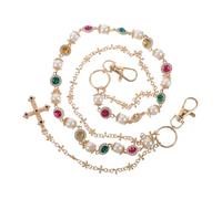 ibasenice Chaîne de Pantalon Multi-couches Punk avec Croix Colorée et Perles Imitées Ceinture Hip Hop pour Femmes Accessoire Corporel Élégant pour Jeans et Jupes