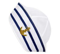 ibasenice Chapeau de Capitaine Bleu et Blanc à Rayures pour Adulte en Polyester Léger, pour Cosplay et Fête Nautique, Design Élégant et Finition Soignée