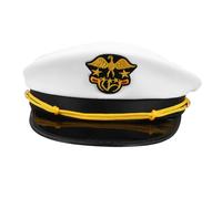 ibasenice Chapeau de Capitaine Marin Garçon Fille Casquette Plate Blanche pour Fêtes Croisière Accessoire de Costume Cosplay avec Protection Solaire et Finition Soignée