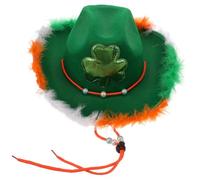 ibasenice Chapeau de Cowboy Irlandais Saint-patrick, Motif Trèfle, Lumineux | Non-tissé et Peluche, Style Chic et Adorable, pour Fête à Thème, Photobooth, Costumes Adultes