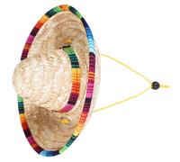 ibasenice Chapeau De Paille Tressé Respirant Ajustable avec Ficelle Taille m Chapeau De Soleil Extérieur pour Animaux De Compagnie Style Mexicain pour Promenade Et Activités De Plein Air